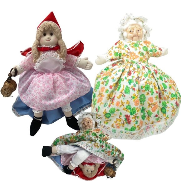 Vintage Little Red Riding Hood Reversible Grandma Doll Story Telling Prop 10" - Picture 1 of 9